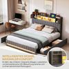 ADWOLT Stauraumbett Polsterbett Doppelbett mit 4 Schubladen und LED-Beleuchtung, Bettgestell mit Lattenrost und USB,Jugendbett 160x200 cm,Leinen,Grau Bild 3