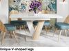 MEBLINI Esstisch Ausziehbar - 120-160x80x75cm - MASIV - Weiß Hochglanz/Sonoma Eiche - Esszimmertisch Modern - Küchentisch - Säulentisch - Ausziehtisch - Dining Table Bild 5