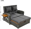 Merax Garten-Lounge-Sessel-Set für 2 Personen, graues Rattan, verstellbare Rückenlehne, Beistelltisch aus Akazienholz, als Outdoor-Bett nutzbar Bild 5