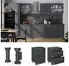 Küchenunterschrank R-Line Schwarz Beton 60 cm ohne Arbeitsplatte Vicco Bild 2