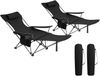 WOLTU 2er Set Campingstuhl klappbarer, Klappstuhl Liegestuhl für Outdoor, Angelstuhl Sonnenstuhl ultraleichter mit Armlehnen und Getränkehalter Schwarz Bild 2
