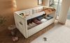 Polsterbett 90x200 cm, Samt-Polsterbett mit hydraulischem Bettkasten und integrierter USB- & Type-C-Ladestation, Beige Bild 2