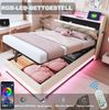 Polsterbett 90x200 cm aus Leinenstoff mit Stauraum und LED-Beleuchtung, ohne Matratze Bild 5