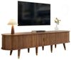 Merax Lowboard im Landhausstil mit Rattan-Schiebetür in Walnussoptik (1 St, 175 L x 38 B x 45 H), TV-Schrank mit offenen Fächern, Schubladen & Stauraum, Fernsehtisch Bild 4