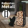 Kaminholzregal innen Metall KEOP | Schwarz | 60x25x125cm | Brennholzregal Inkl. Ofenhandschuh | Feuerholzregal Kaminholzhalter Holzständer Holzhalter Holzlager Bild 3