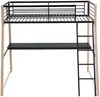 Vente-unique - MALICIA Bett Metall SchwarzBeige - B 138 cm x H 182 cm x L 200 cm Bild 3