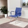 Dmora Stuhl Artena, Wartezimmersitzgelegenheit mit Armlehnen für das Büro, Ergonomischer Wartesitz, 62x54h89 cm, Blau Bild 2