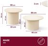 HOOZ Couchtisch Wohnzimmertisch Keramik rund 2er Set Trommel Gestell Weiß 80 & 60 cm (Set, 2-St, 2× Satztisch), Sofatisch mit geriffeltem Gestell – stabil & pflegeleicht Bild 4