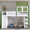 Hochbett Kleiderschrank und Bücherregal (90x200 cm) Kinderbett mit Lattenrost, Rausfallschutz und Trittleiter, Jugendbett, Kiefer Bild 2