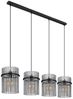 LED Pendelleuchte, Metall, Schwarz, Glasstäbe Rauchfarbe, L 110 cm Bild 5