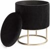 Hocker Polina in Samt-Optik, Schwarz, 35 x 35 x 45 cm Bild 2