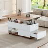 Anhebbarer Couchtisch mit hydraulischer Hubtischplatte, großem Tisch, Stauraum mit Schublade und Schrank, Couchtisch auf Rollen für Wohnzimmer Bild 3