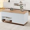 Anhebbarer Couchtisch mit hydraulischer Hubtischplatte, großem Tisch, Stauraum mit Schublade und Schrank, Couchtisch auf Rollen für Wohnzimmer Bild 2