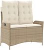 vidaXL Gartenbank Verstellbar mit Kissen Beige Poly Rattan 368239 Bild 2