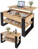 TREND WERK Couchtisch Lift-Couchtisch höhenverstellbar Sofatisch 92×54 cm mit Stauraum, verstecktem Fach Wohnzimmertisch Holz modern Bild 2