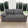 Merax Sofa 3-Sitzer klein modular mit Stauraum, Kopfstütze & integriertem Beistelltisch – platzsparende Schlafcouch, Grau Bild 2