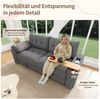 Merax Sofa 3-Sitzer klein modular mit Stauraum, Kopfstütze & integriertem Beistelltisch – platzsparende Schlafcouch, Grau Bild 5