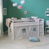Hochbett mit Lattenrost 90x200 cm Kinderbett Leiter Holz Kiefer Vorhang Sterne grau Jugendbett Bild 2