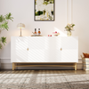 Merax Sideboard mit Erhabener Textur 160cm, Schrank mit Vier Türen Goldene Gebürstete Griffe und Hochglanz Tischbeine, Weiß, 160×40×82cm Bild 5