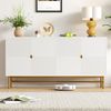 Merax Sideboard mit Erhabener Textur 160cm, Schrank mit Vier Türen Goldene Gebürstete Griffe und Hochglanz Tischbeine, Weiß, 160×40×82cm Bild 2