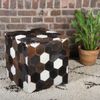 Patchwork Ledersitzkissen Vanita, Holz und Echtfell, Braun, 45 x 45 x 48 cm Bild 4