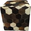 Patchwork Ledersitzkissen Vanita, Holz und Echtfell, Braun, 45 x 45 x 48 cm Bild 3