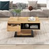Couchtisch Eiche Anthrazit modern grifflos mit Schublade und Stauraum, Beistelltisch rechteckig 100x47x60 cm Bild 3