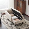Merax Chaiselongue-Sofa aus Samt mit Stauraum, gepolsterte Chaiselongue-Couch mit Kissen, Loungesessel, rechte Armlehn, beige Bild 3