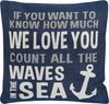 Grafelstein Kissenhülle Kissenhülle COUNT ALL THE WAVES blau weiß mit Schrift maritim Kissen L Bild 1