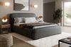 MEBLINI Polsterbett 160x200 mit Stauraum, Lattenrost und Bettkasten - Schwarz Webstoff ohne Matratze - BELLION - Kopfteil Bett mit Stauraum - Doppelbett - Stauraumbett - Betten Bild 1