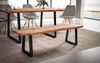 FINEBUY Essbank FB68389 Esszimmerbank Sitzbank Akazie Massivholz Baumkante (Akazie Massivholz 160x40x45,5 cm, Baumkante Modern), Esszimmerbank Baumstamm, Sitzbank Esszimmer Holz Bild 2