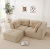 Ecksofa modular 69cm×208cm×177cm in Beige – L-Form mit beweglicher Fußstütze, Cordbezug und rahmenlosem Design Bild 3