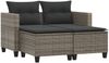 vidaXL Gartensofa 2-Sitzer mit Hockern Grau Poly Rattan 365793 Bild 2