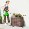 Outsunny Blumenkasten Pflanzkasten mit herausnehmbarem Einsatz (Pflanzkübel, 1 St, Pflanzkasten), PE-Rattan, Stahlrahmen, Drainagelöcher Bild 3
