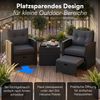 STEELSØN 'Selaria' Polyrattan Sitzgarnitur 5-tlg, Gartenmöbel Set aus 2 Stühlen, 2 Sitzhocker und Tisch, Sitzgruppe inkl. Kissen, schwarz, wetterfest für 4 Personen Bild 3