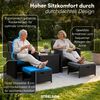 STEELSØN 'Selaria' Polyrattan Sitzgarnitur 5-tlg, Gartenmöbel Set aus 2 Stühlen, 2 Sitzhocker und Tisch, Sitzgruppe inkl. Kissen, schwarz, wetterfest für 4 Personen Bild 4