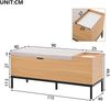 Aufbewahrungsbank Sitzbank Schuhbank mit Stauraum Natural Holzoptik hellgrauer Stoffbezug robuster Flurhocker multifunktional als Sitzmöbel und Aufbewahrung für Spielzeug Schuhe Decken ideal für Flur Wohnzimmer Schlafzimmer, 49.5cmx40cmx115cm, Natur Bild 3