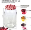mikken Einmachglas 900 ml große Einmachgläser Einkochgläser Schraubgläser Vorratsgläser, (Set, 6-tlg, Spar-Set), luftdicht schließend, zum pasteurisieren geeignet Bild 3