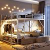 Etagenbett mit Schubladen, RGB LED-Streifen, Kleiderstange, Regal, Lattenrost und Leiter, 140x200 cm, Kinderbett mit Rausfallschutz, Metallbett Bild 2