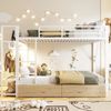 Etagenbett mit Schubladen, RGB LED-Streifen, Kleiderstange, Regal, Lattenrost und Leiter, 140x200 cm, Kinderbett mit Rausfallschutz, Metallbett Bild 3