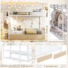 Etagenbett mit Schubladen, RGB LED-Streifen, Kleiderstange, Regal, Lattenrost und Leiter, 140x200 cm, Kinderbett mit Rausfallschutz, Metallbett Bild 5