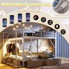 Etagenbett mit Schubladen, RGB LED-Streifen, Kleiderstange, Regal, Lattenrost und Leiter, 140x200 cm, Kinderbett mit Rausfallschutz, Metallbett Bild 4