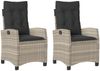 vidaXL Gartensessel mit Kissen 2 Stk. Verstellbar Hellgrau Poly Rattan 365222 Bild 2