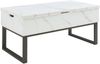 Couchtisch Rauli mit Hebeplatte und Stauraum 100x50x47 cm Marmoroptik, weiß [en. casa] Bild 2