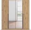 rauch Kleiderschrank Alba, Drehtürenschrank, Garderobenschrank, 4-türig, mit Spiegel, mit 2 Kleiderstangen und 2 Einlegeböden, Farbe Eiche Artisan, Holz, Griffstange Grau metallic, Schwarz, 181x197x56cm Bild 2