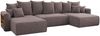MEBLINI Schlafcouch mit Bettkasten - 350 x 160 x 78 cm - Braun Cordstoff - NAPLES - Ecksofa mit Schlaffunktion - Sofa mit Relaxfunktion und Kopfstützen - Couch U-Form - Eckcouch - Wohnlandschaft Bild 1