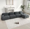 Modulares Ecksofa 75cm×388cm×178cm in Grau – rahmenlos, aus Cordstoff, ohne Montage, mit geschwungenen Armlehnen Bild 3