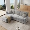 Merax 3-Sitzer-Sofa, 223cm L-förmiges Sofa mit 1 Fußhocker, 2 quadratischen Kissen, 1 USB-Anschluss und 1 Type-C-Anschluss, Grau Bild 3
