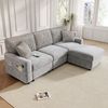 Merax 3-Sitzer-Sofa, 223cm L-förmiges Sofa mit 1 Fußhocker, 2 quadratischen Kissen, 1 USB-Anschluss und 1 Type-C-Anschluss, Grau Bild 2