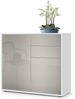 Vladon Sideboard Ben, Kommode mit 2 Türen und 2 Schubladen, Weiß matt/Sandgrau Hochglanz (79 x 74 x 36 cm) Bild 5